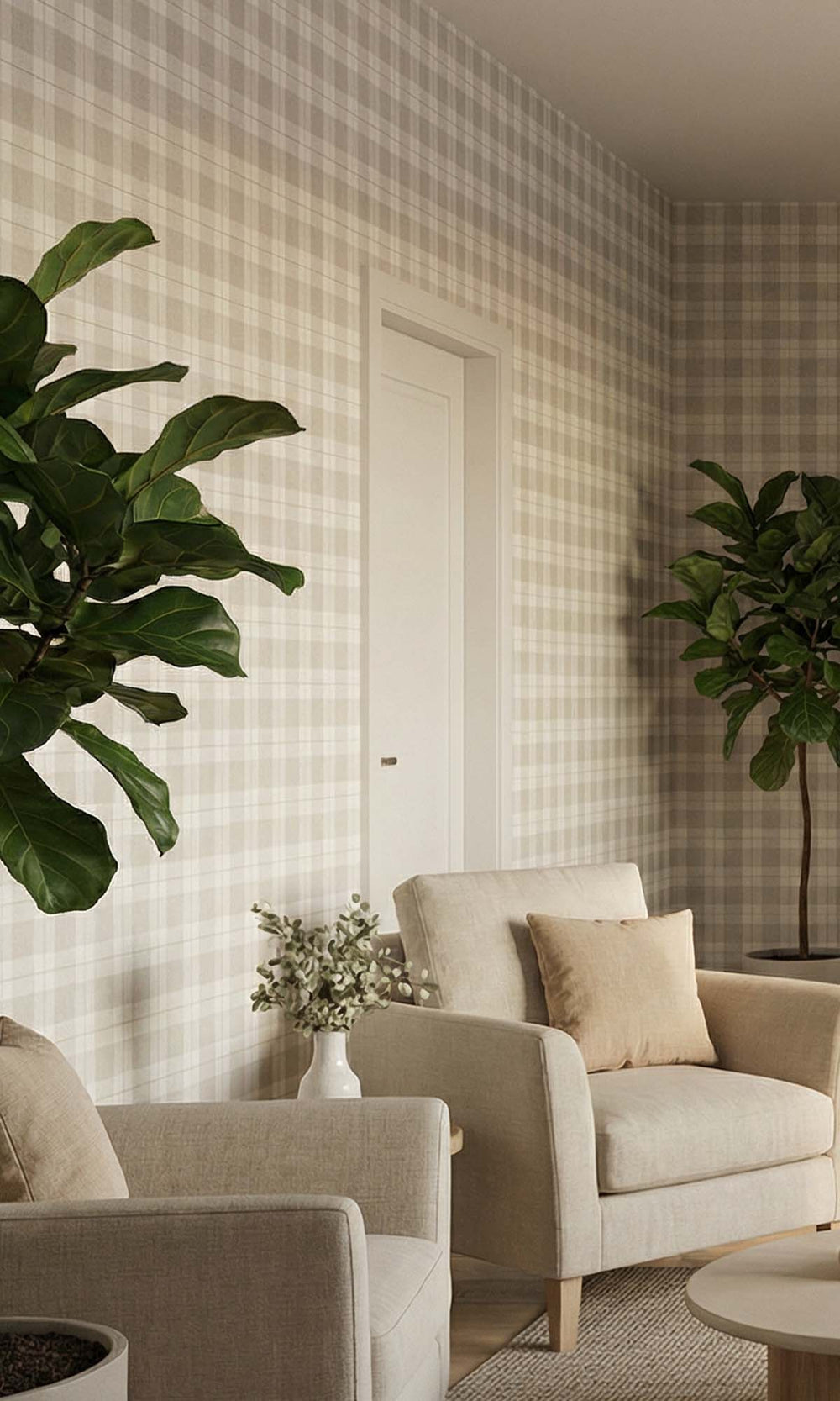 Cold Foam Plaid Print Textured Vinyl Commercial Wallpaper C7777