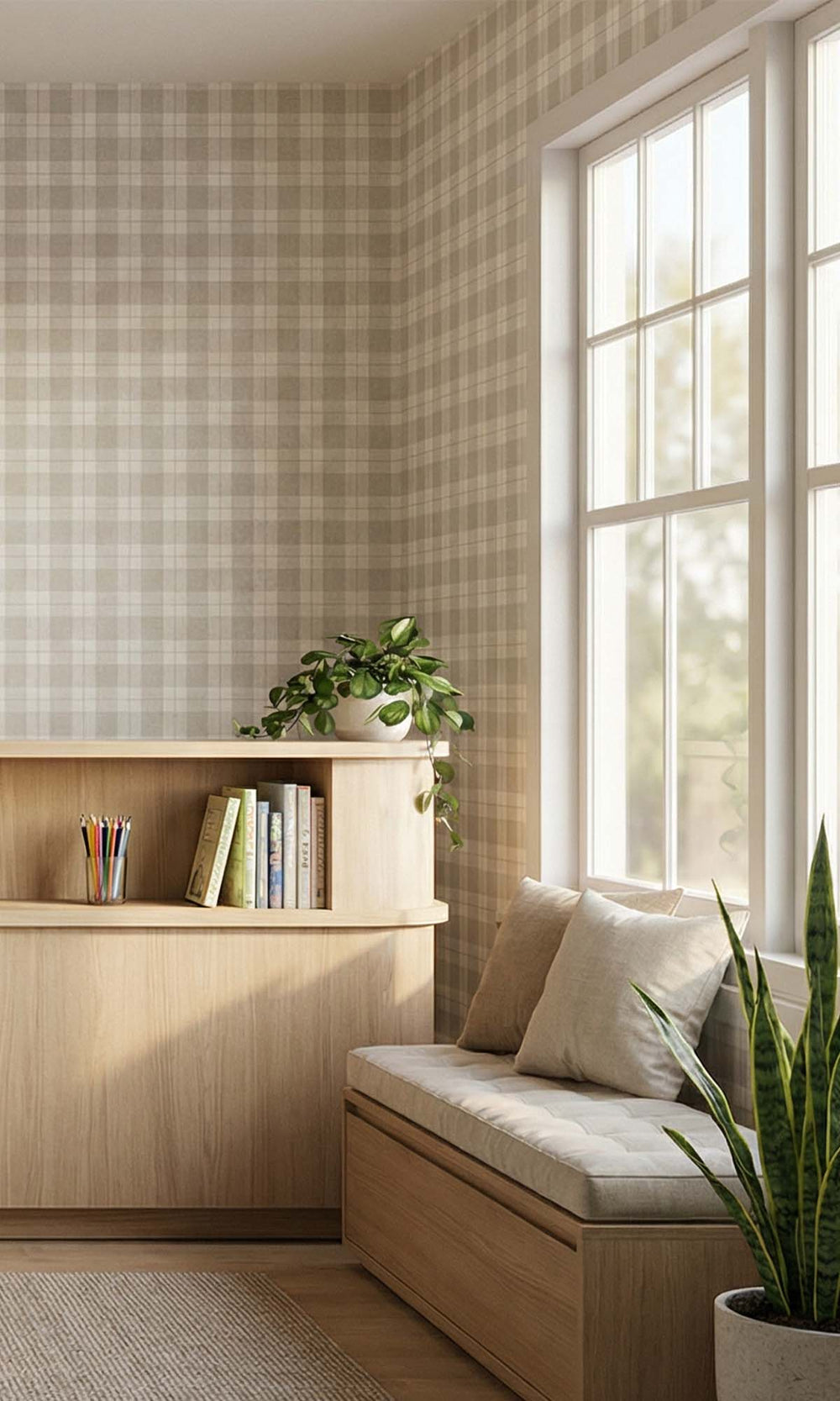 Cold Foam Plaid Print Textured Vinyl Commercial Wallpaper C7777