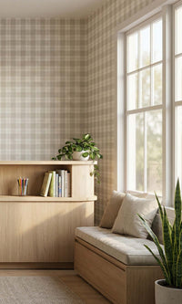 Cold Foam Plaid Print Textured Vinyl Commercial Wallpaper C7777