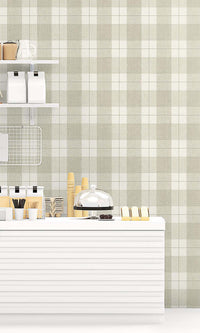 Sandstone Plaid Print Textured Vinyl Commercial Wallpaper C7778