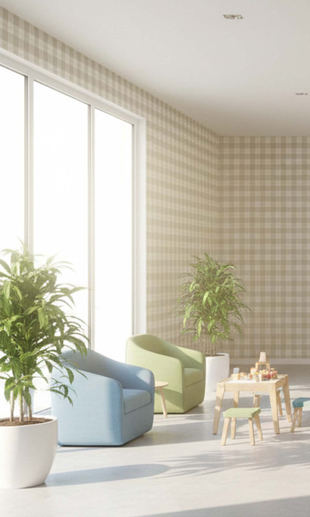 Sandstone Plaid Print Textured Vinyl Commercial Wallpaper C7778