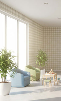 Sandstone Plaid Print Textured Vinyl Commercial Wallpaper C7778