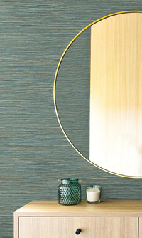 Mint Chocolate Striated Stripe Print Textured Vinyl Commercial Wallpaper C7786