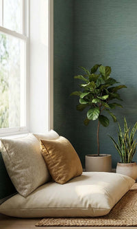 Mint Chocolate Striated Stripe Print Textured Vinyl Commercial Wallpaper C7786