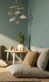 Mint Chocolate Striated Stripe Print Textured Vinyl Commercial Wallpaper C7786