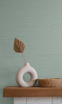Zen Green Faux Grass & Silk Textured Vinyl Commercial Wallpaper C7806