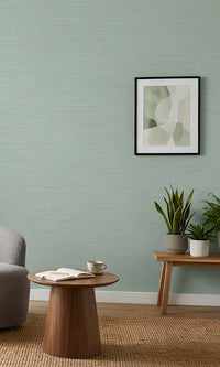 Zen Green Faux Grass & Silk Textured Vinyl Commercial Wallpaper C7806