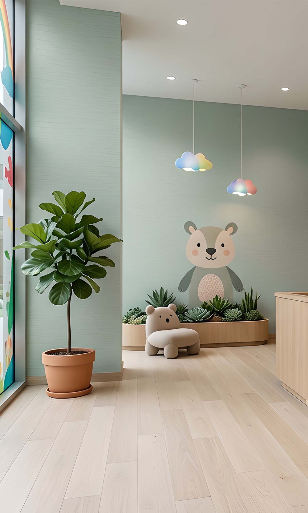Zen Green Faux Grass & Silk Textured Vinyl Commercial Wallpaper C7806