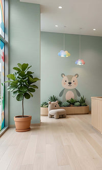 Zen Green Faux Grass & Silk Textured Vinyl Commercial Wallpaper C7806