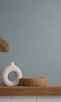 Ethereal Blue Faux Grass & Silk Textured Vinyl Commercial Wallpaper C7809