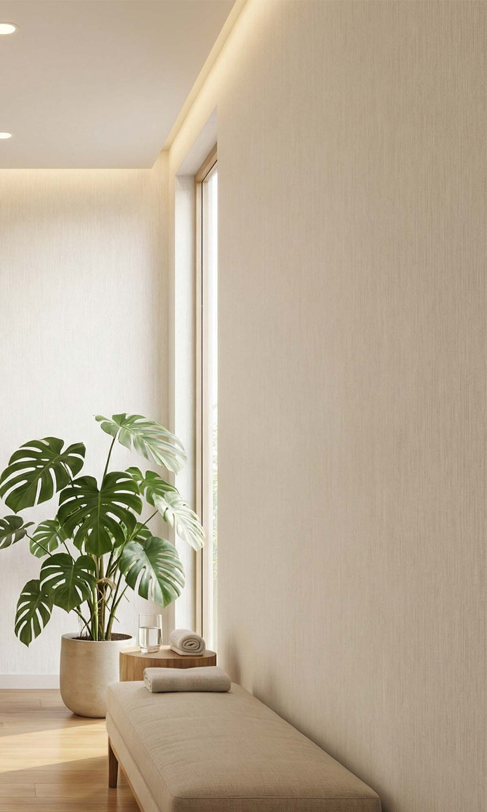 Baby's Breath Vertical Stripes Textured Vinyl Commercial Wallpaper C7810