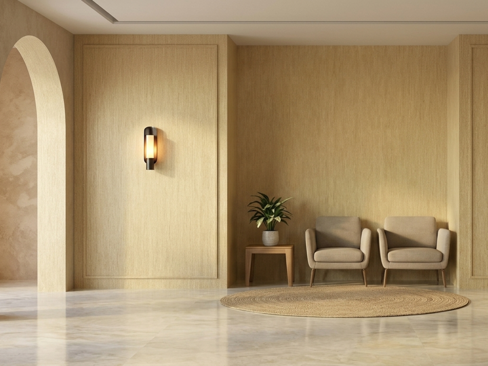 Custom wallcovering in a commercial reception space
