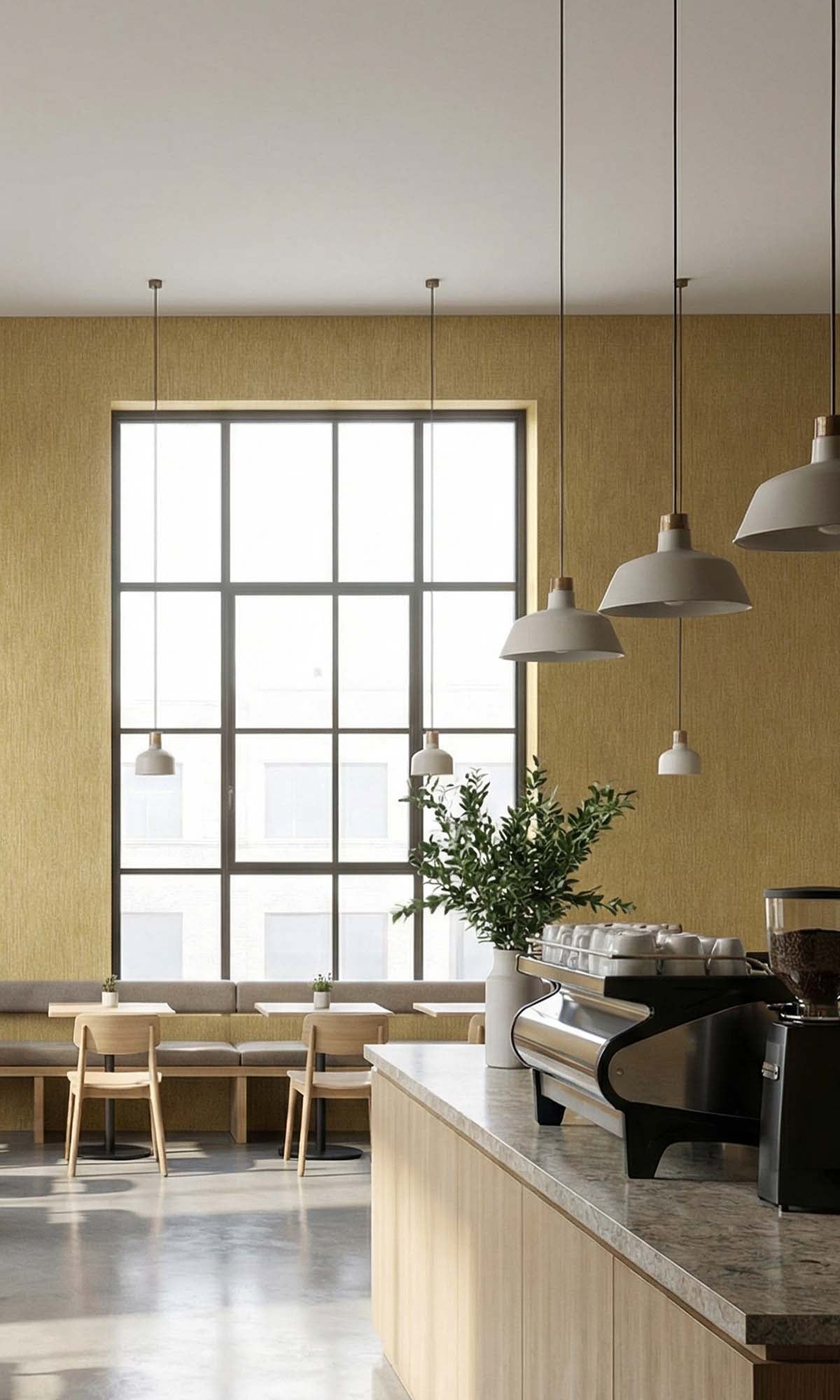 Honey Maple Vertical Stripes Textured Vinyl Commercial Wallpaper C7816