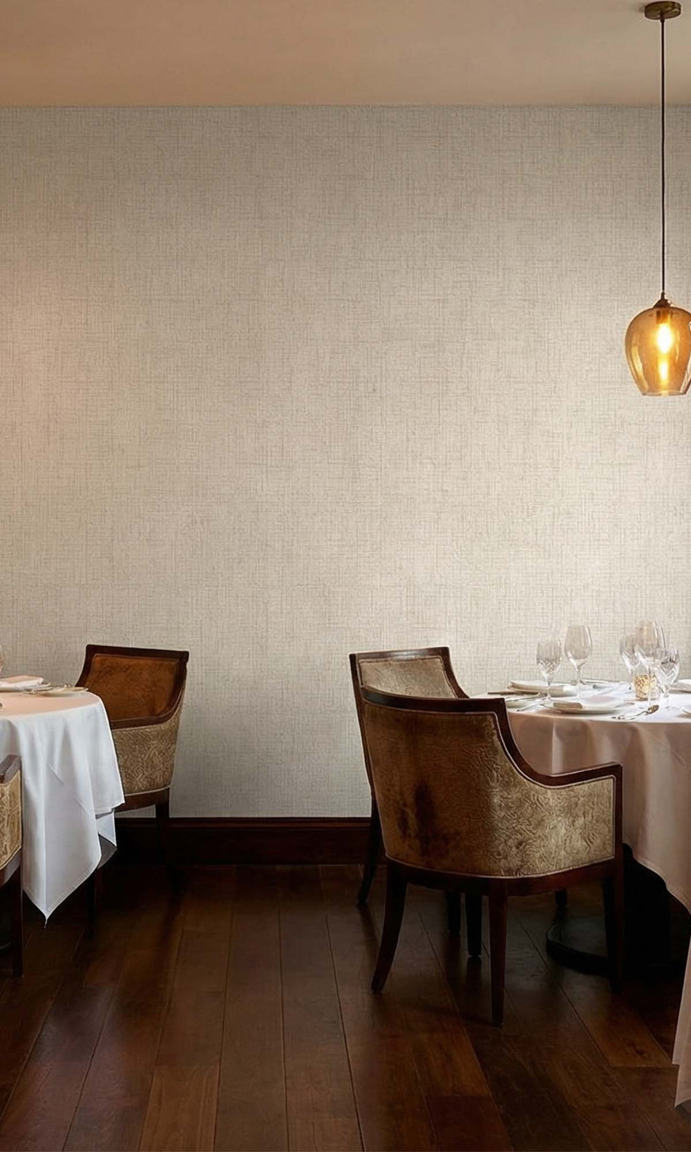 Ambrosia Ivory Faux Woven Linen Commercial Wallpaper C7824
