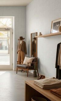 Classic Chalk Faux Woven Linen Commercial Wallpaper C7825