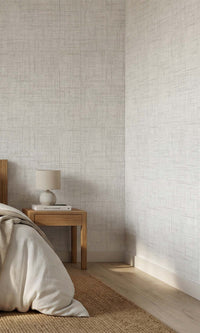 Lynx White Faux Woven Linen Commercial Wallpaper C7826