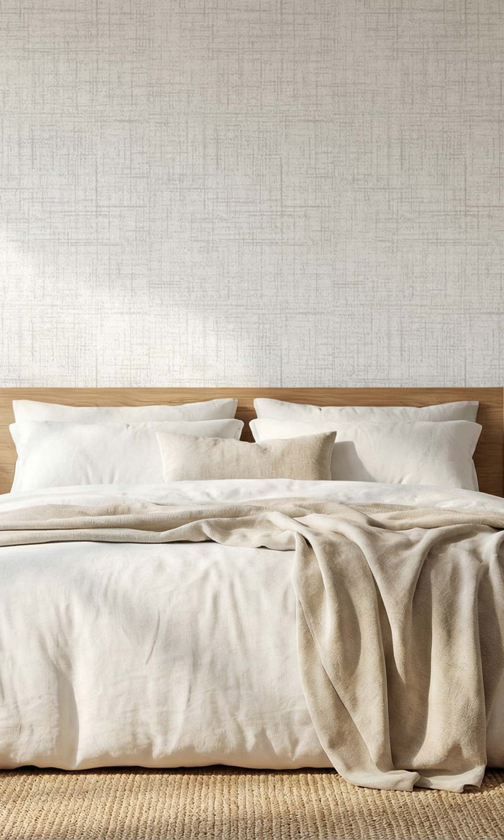 Lynx White Faux Woven Linen Commercial Wallpaper C7826