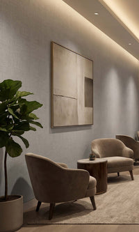 Royal Silver Faux Woven Linen Commercial Wallpaper C7827