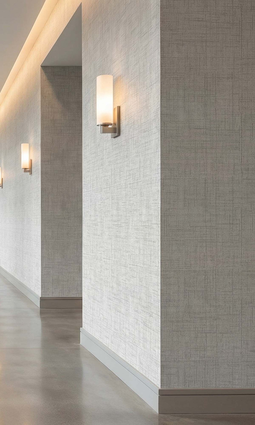 Faded Grey Faux Woven Linen Commercial Wallpaper C7828