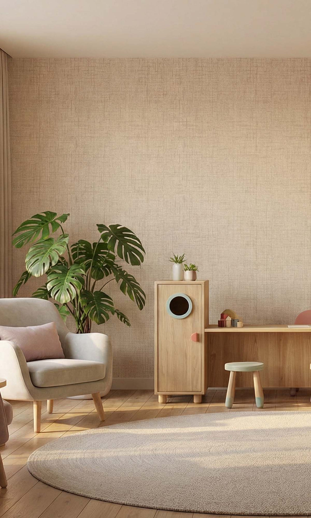 Glazed Pears Faux Woven Linen Commercial Wallpaper C7831