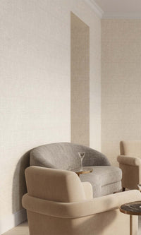 Creme Fraiche Faux Woven Linen Commercial Wallpaper C7832