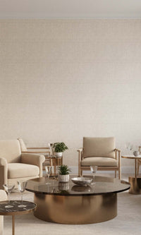 Creme Fraiche Faux Woven Linen Commercial Wallpaper C7832