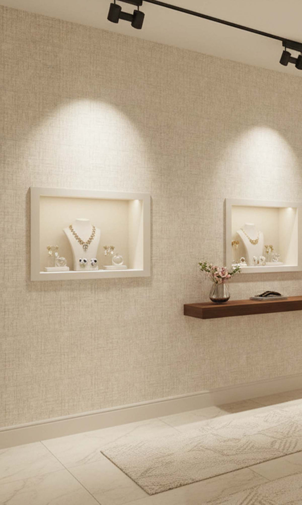 Creme Fraiche Faux Woven Linen Commercial Wallpaper C7832