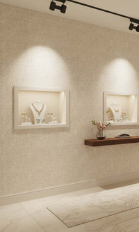 Creme Fraiche Faux Woven Linen Commercial Wallpaper C7832