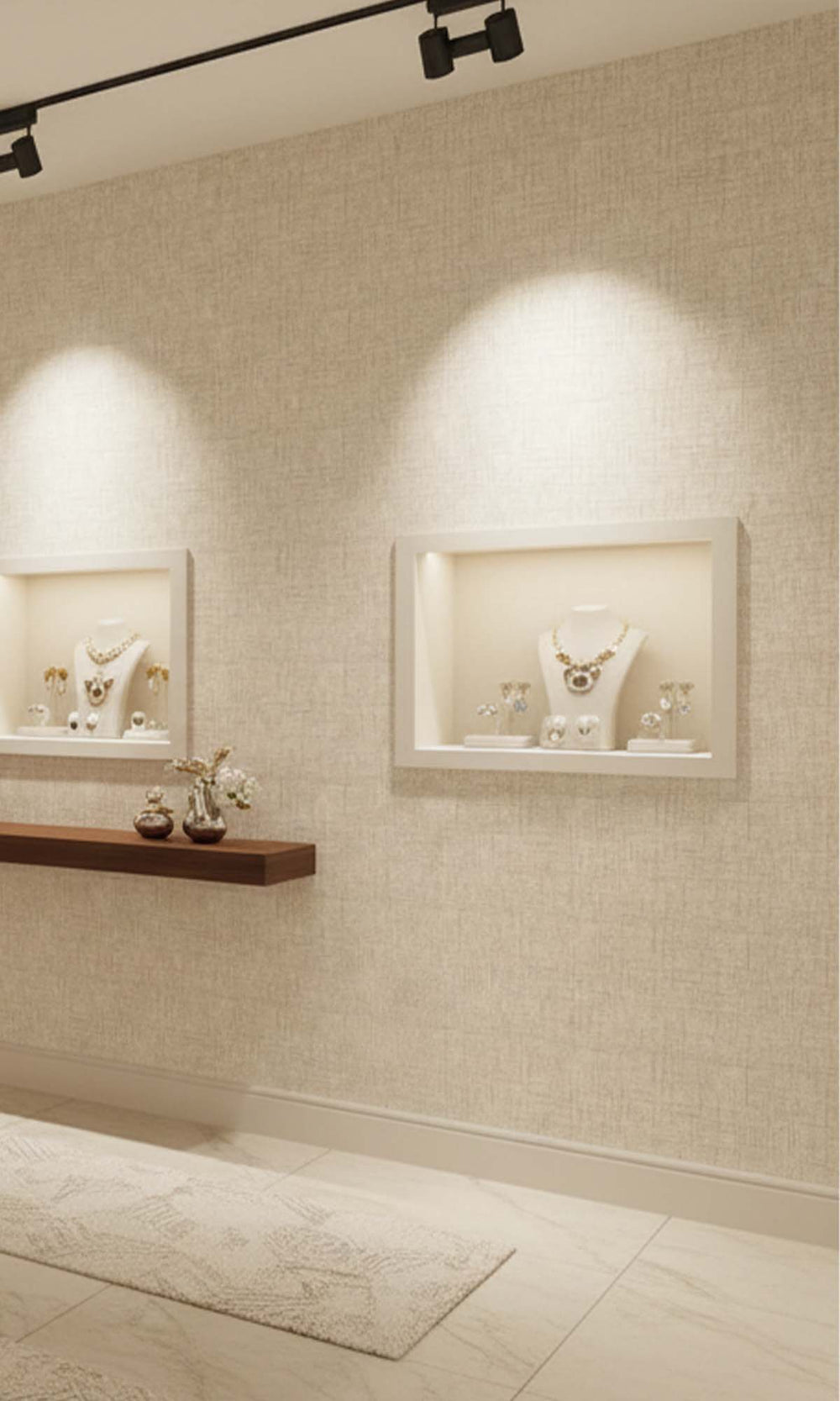 Creme Fraiche Faux Woven Linen Commercial Wallpaper C7832