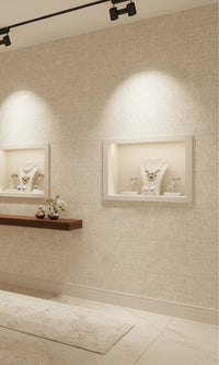 Creme Fraiche Faux Woven Linen Commercial Wallpaper C7832