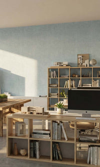 Sky Grey Faux Woven Linen Commercial Wallpaper C7833