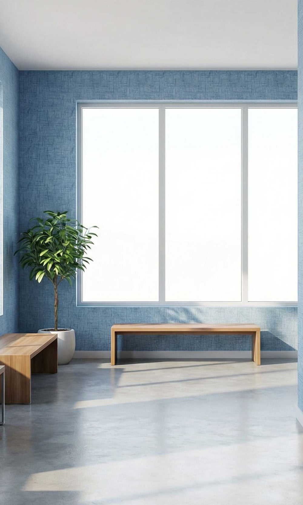Bluebonnet Faux Woven Linen Commercial Wallpaper C7834