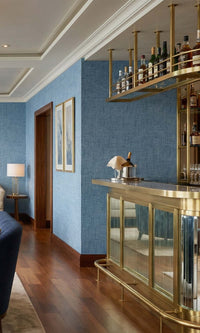 Bluebonnet Faux Woven Linen Commercial Wallpaper C7834