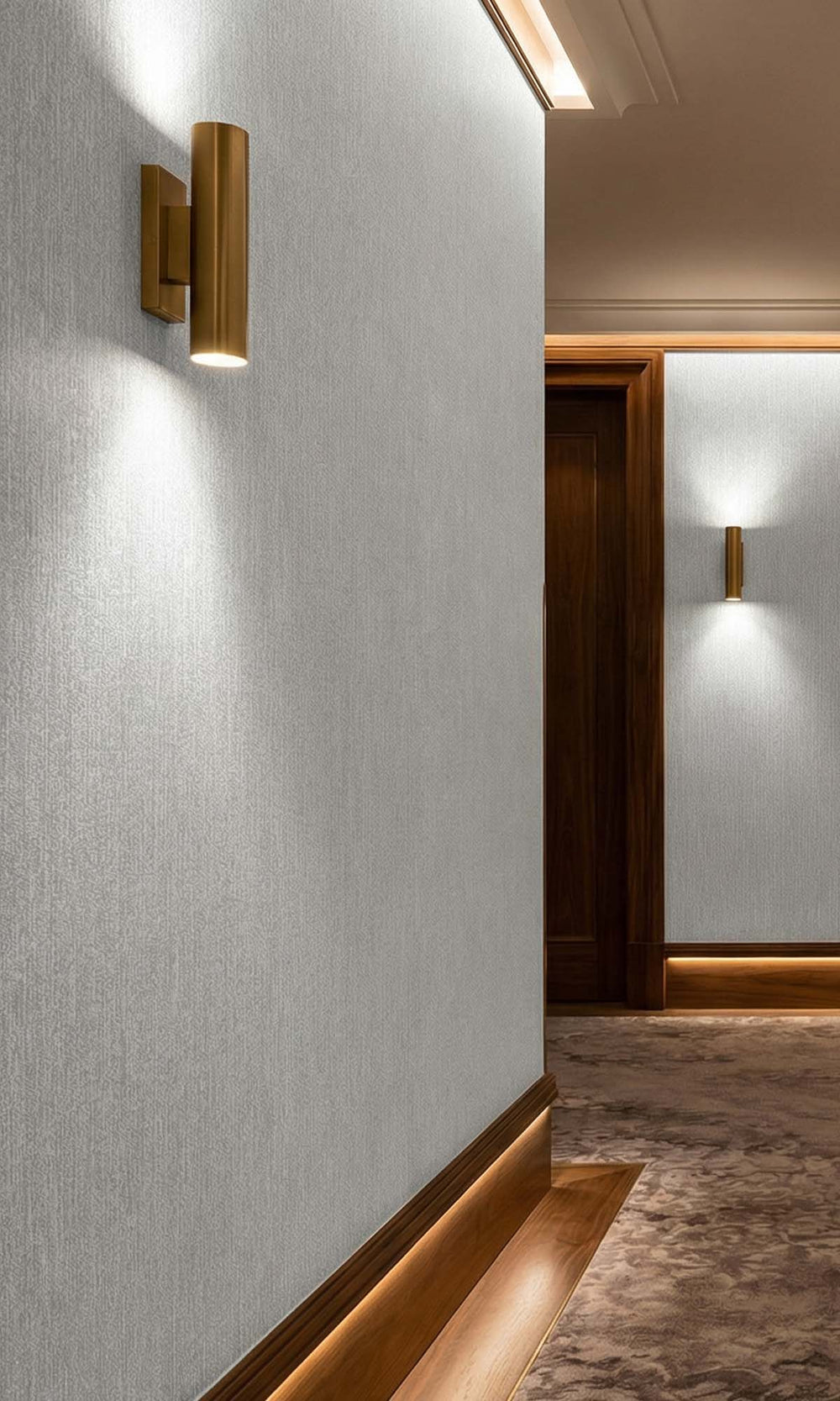 Silver Faux Hesian Weave Commercial Wallpaper C7838