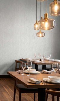 Fortress Grey Faux Hesian Weave Commercial Wallpaper C7839