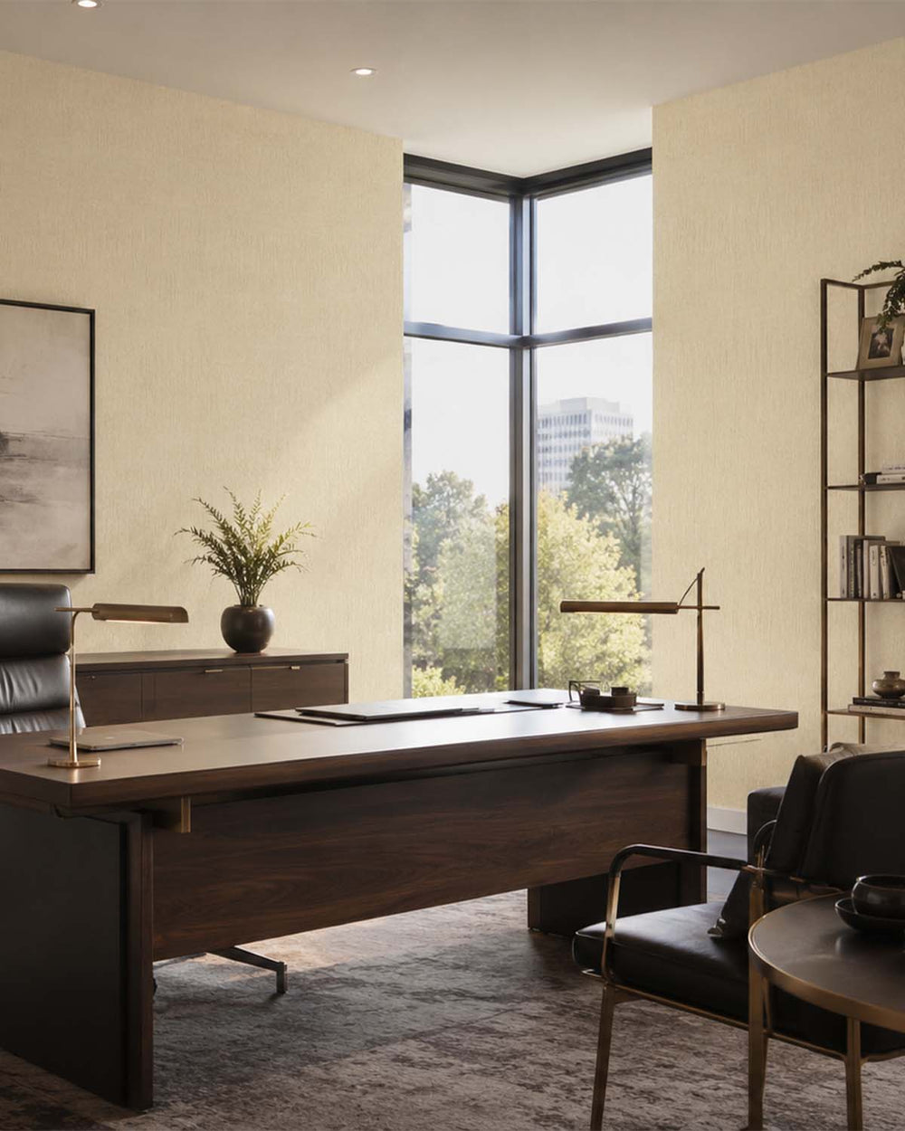 Beige Linen Linear Stria  Commercial Wallpaper C7898