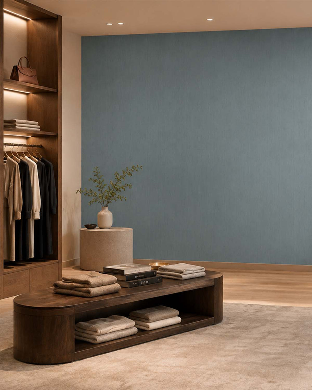 Bell Blue Linear Stria  Commercial Wallpaper C7901