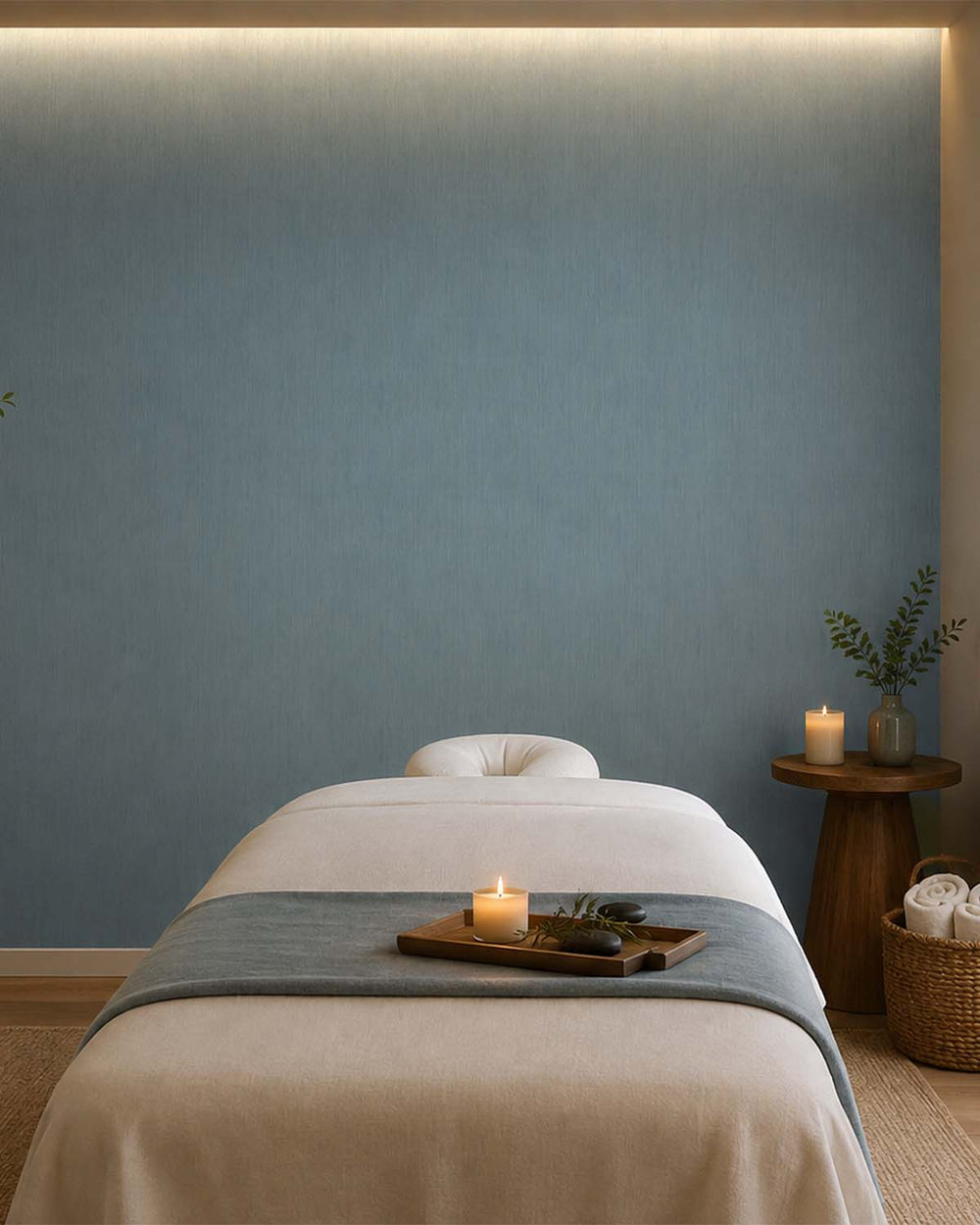 Horizon Blue Linear Stria  Commercial Wallpaper C7903