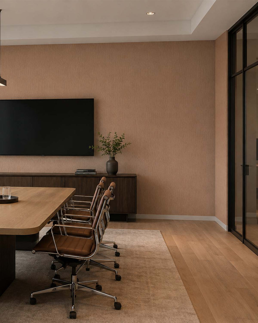 Mocha Mousse Linear Stria  Commercial Wallpaper C7904