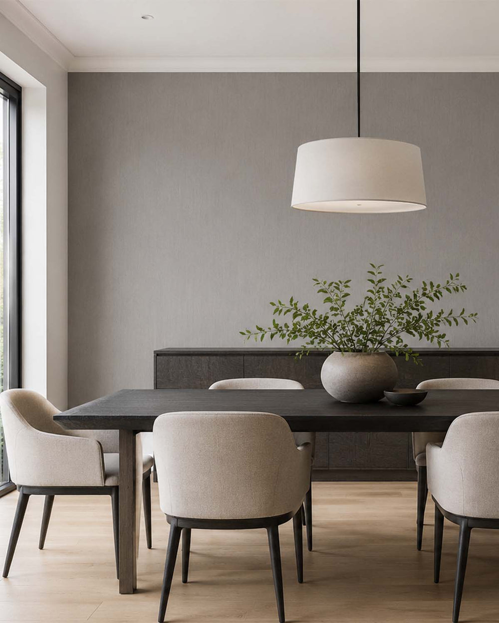 Bushland Grey Linear Stria  Commercial Wallpaper C7906