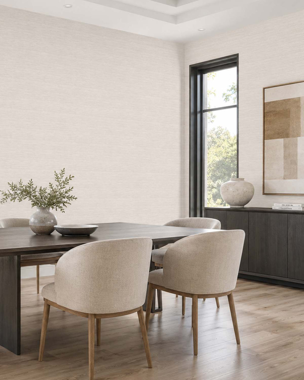 Faded Grey Faux Silk Weave Commercial Wallpaper C7909