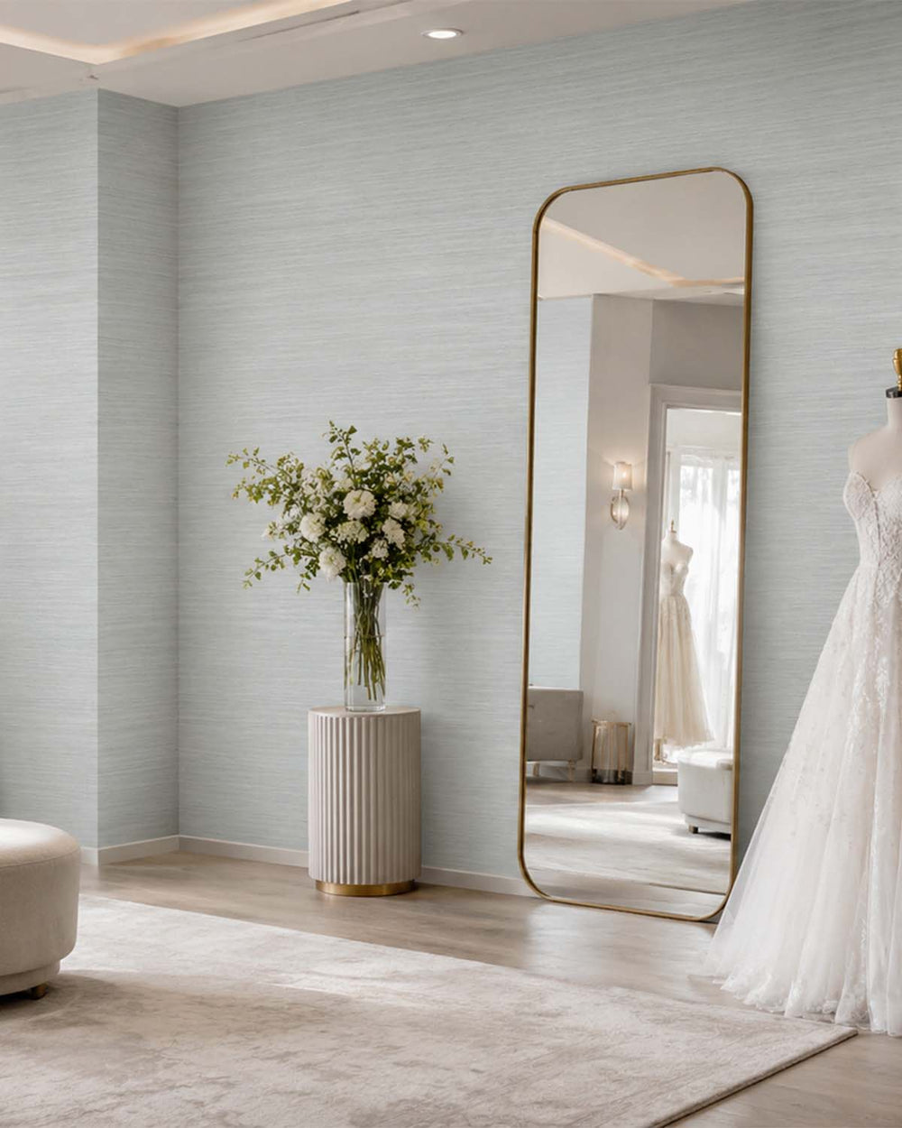 Ocean Breeze Faux Silk Weave Commercial Wallpaper C7911