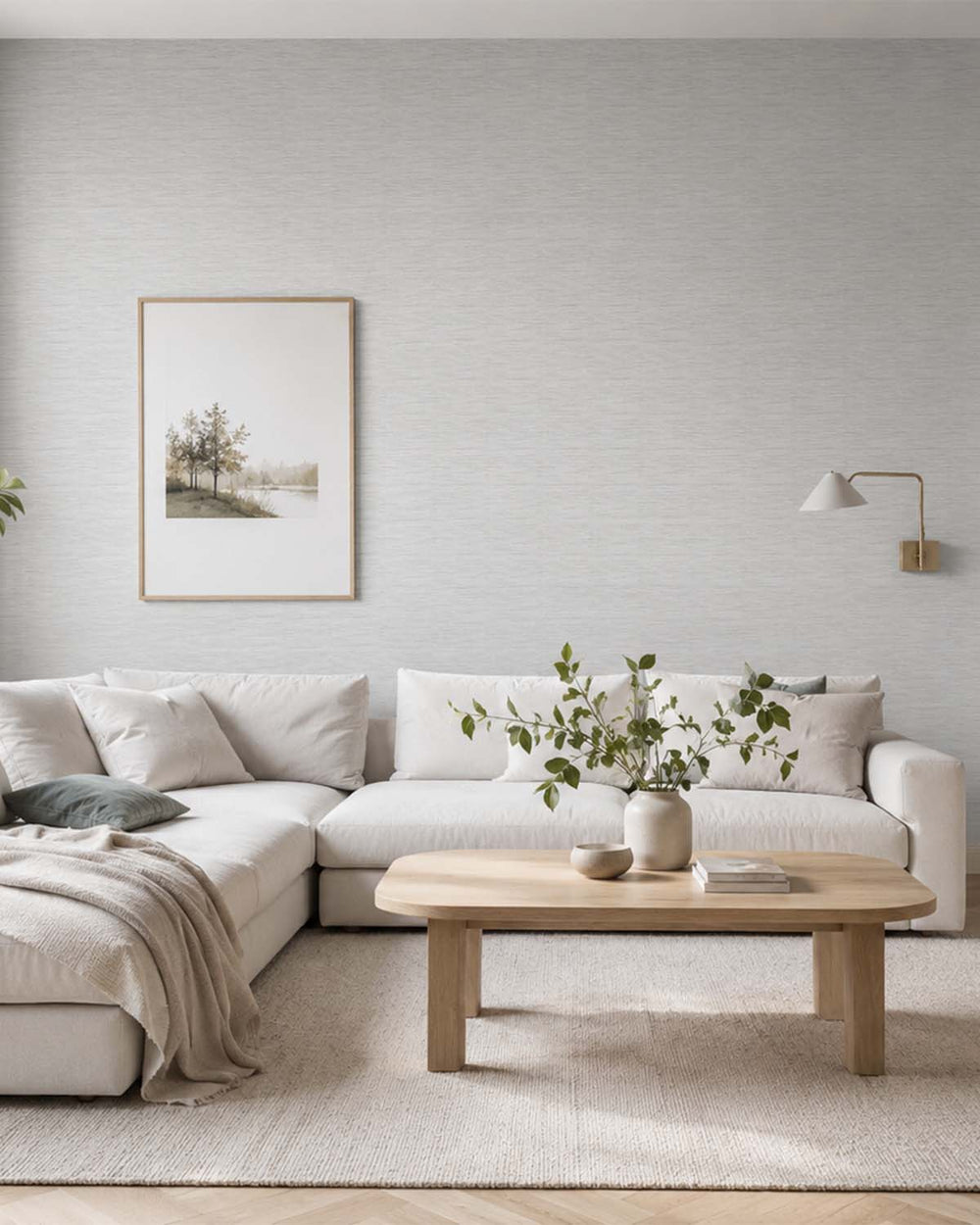 Mist Grey Faux Silk Weave Commercial Wallpaper C7913