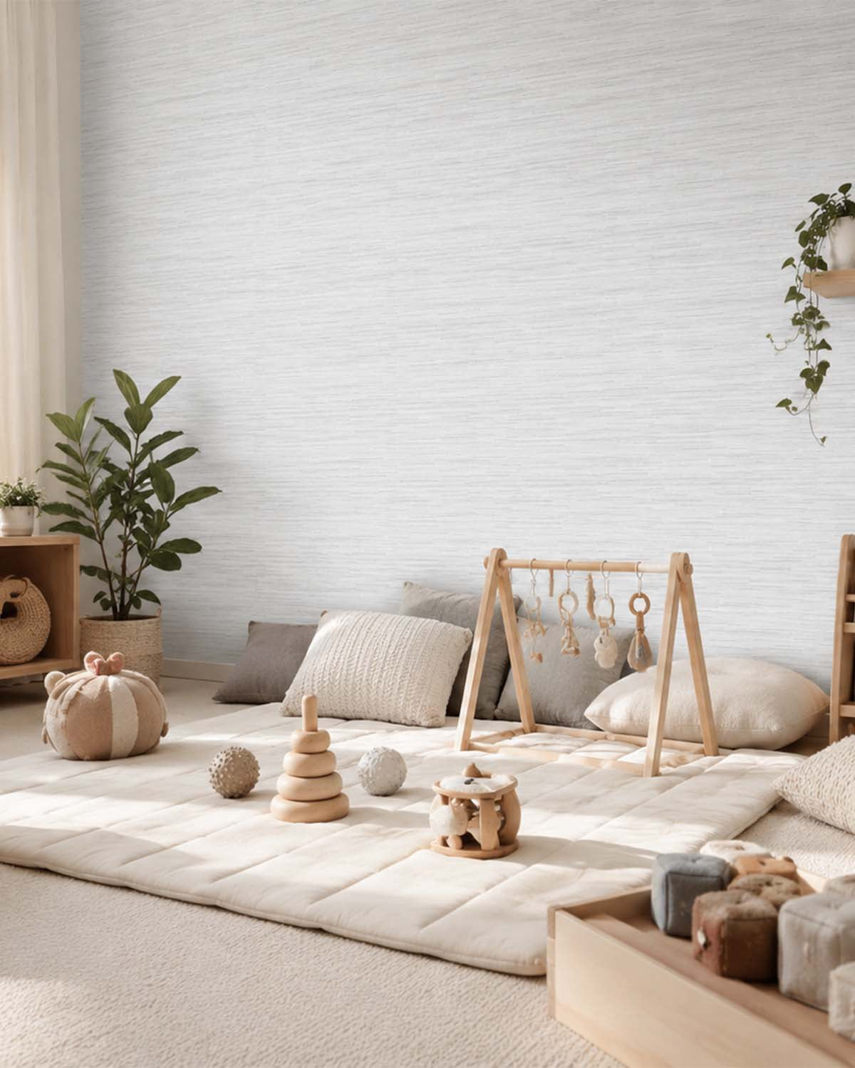 Mist Grey Faux Silk Weave Commercial Wallpaper C7913
