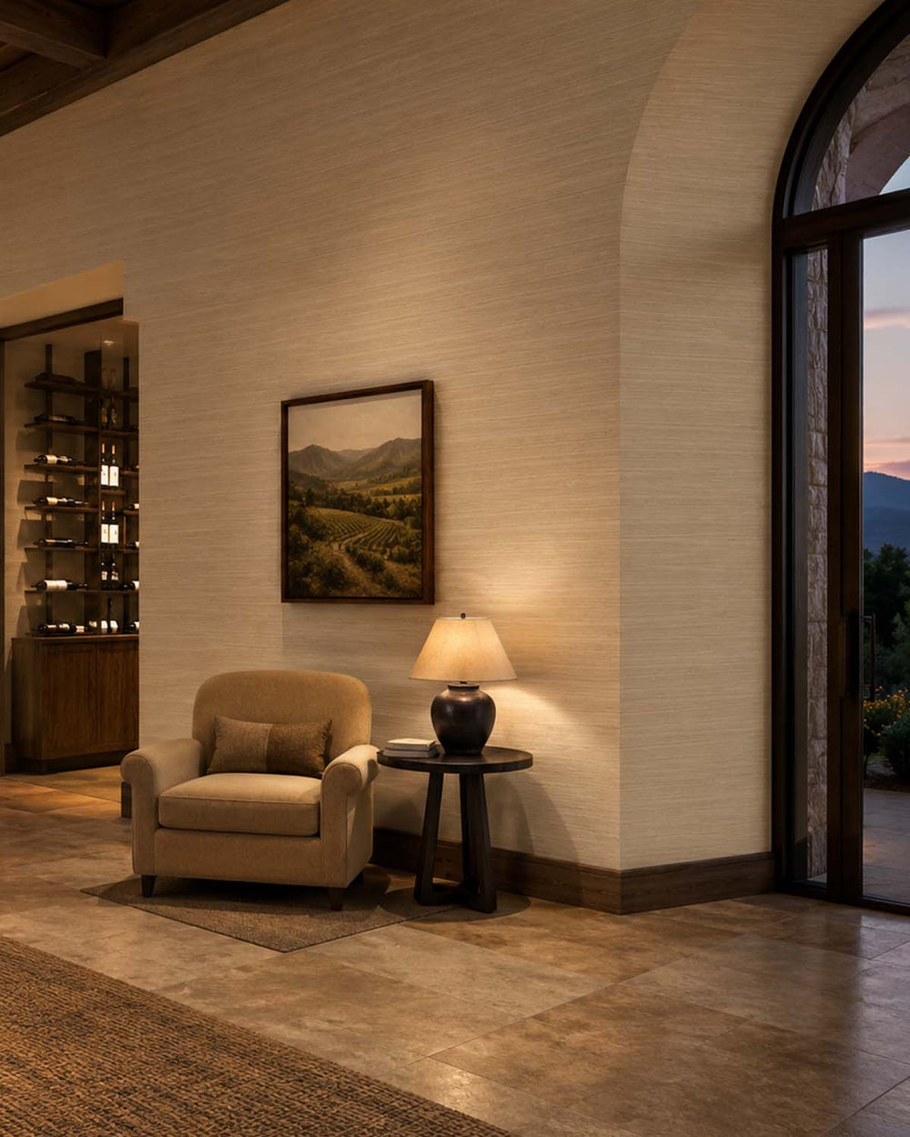 Grain Brown Faux Silk Weave Commercial Wallpaper C7916