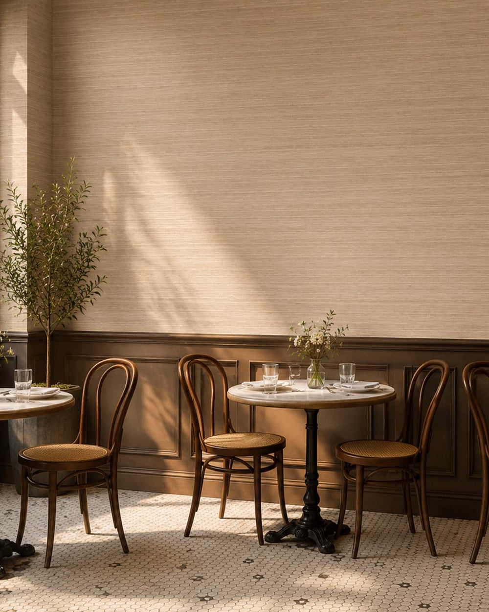 Grain Brown Faux Silk Weave Commercial Wallpaper C7916
