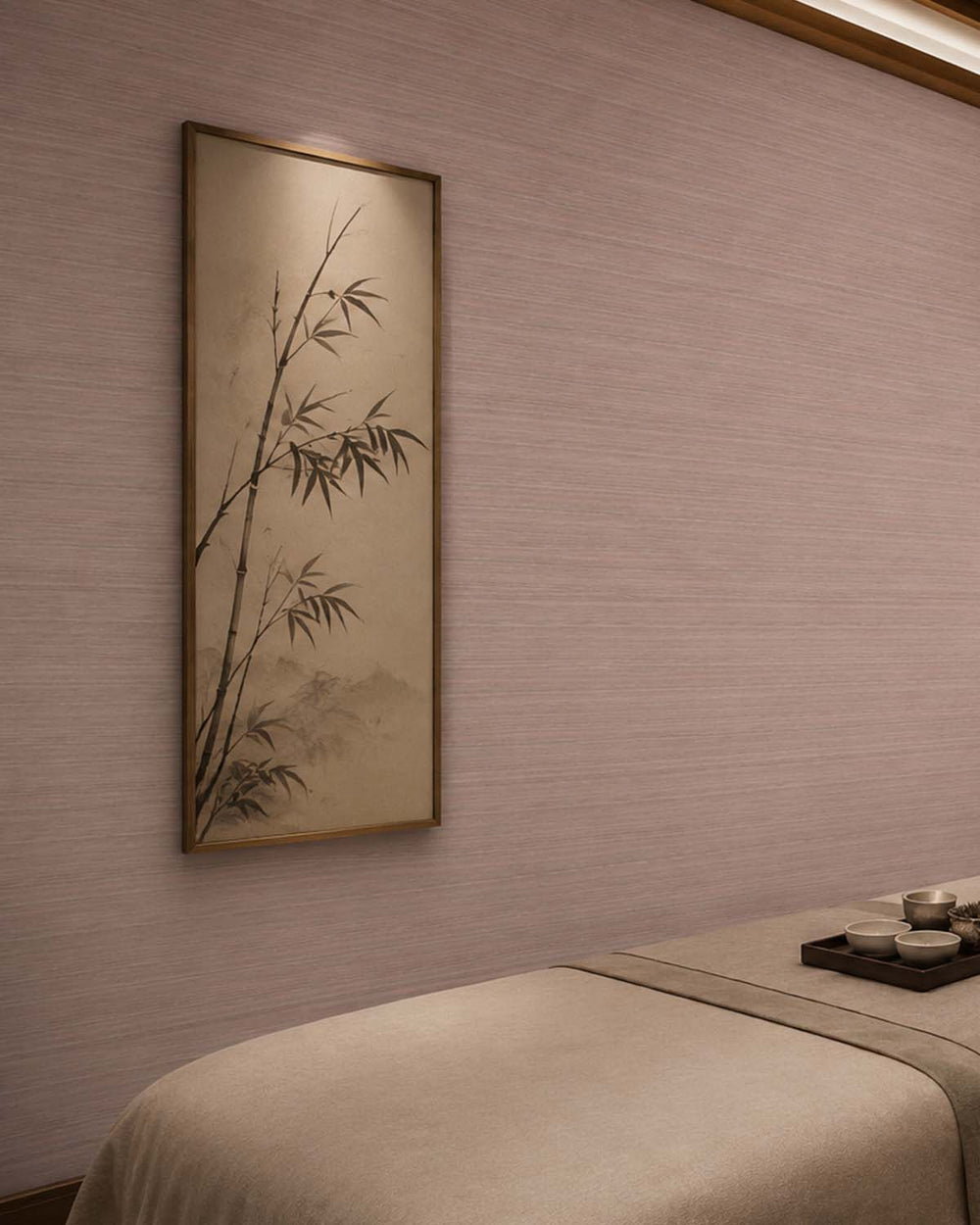 Sepia Rose Faux Silk Weave Commercial Wallpaper C7917
