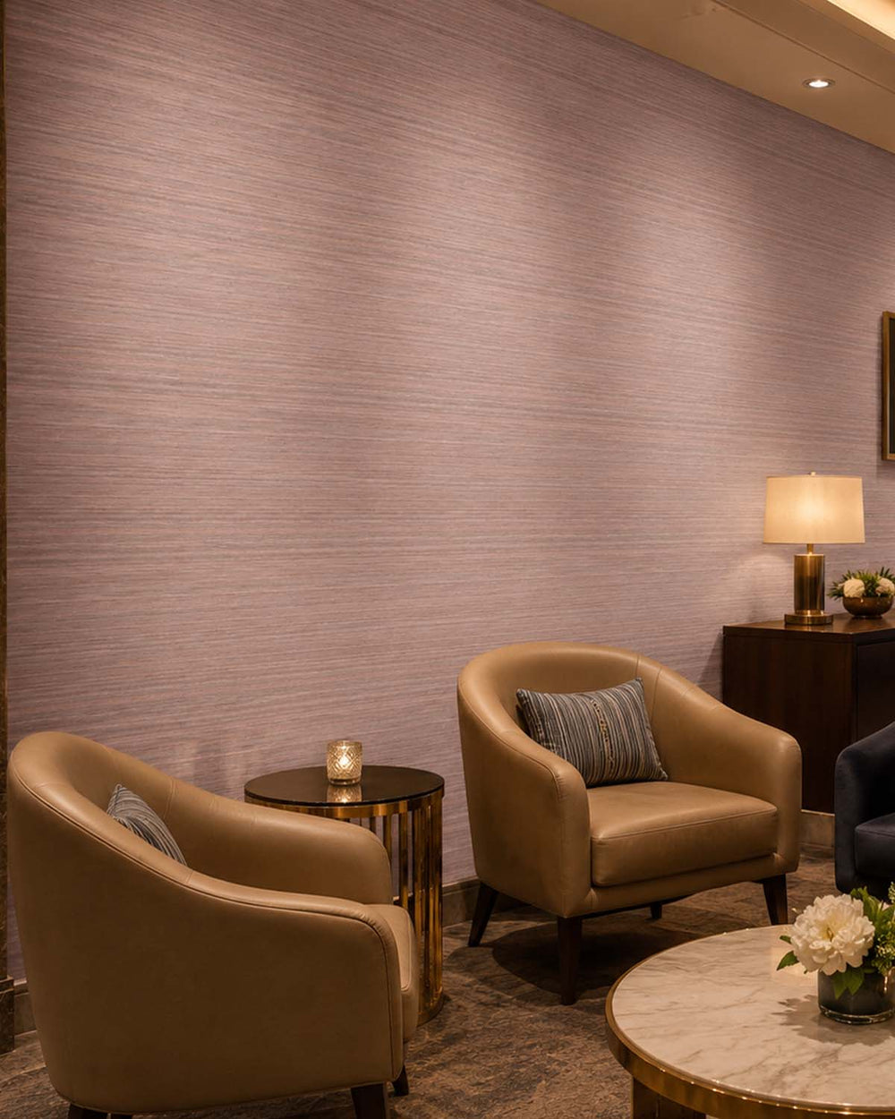Sepia Rose Faux Silk Weave Commercial Wallpaper C7917