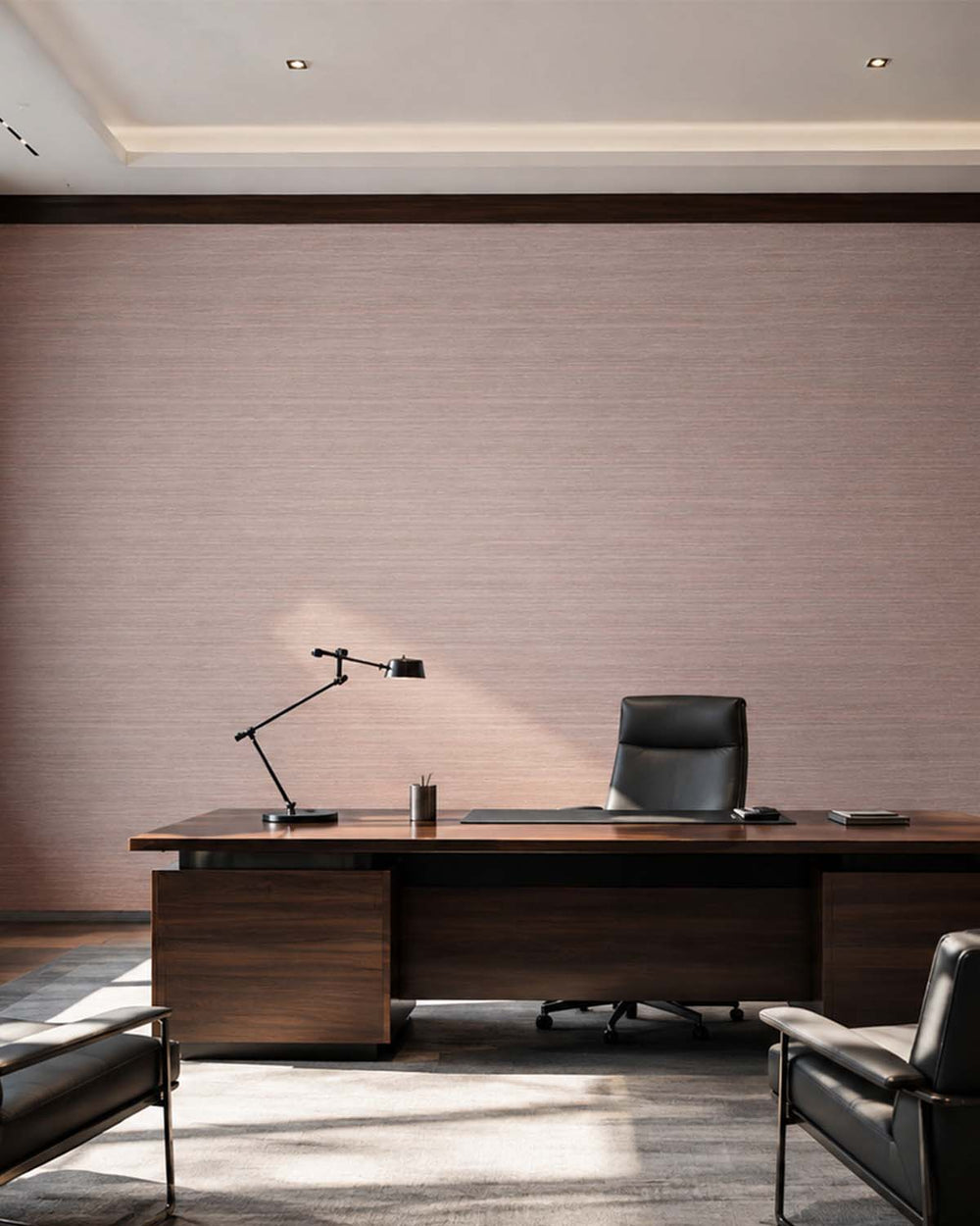 Sepia Rose Faux Silk Weave Commercial Wallpaper C7917