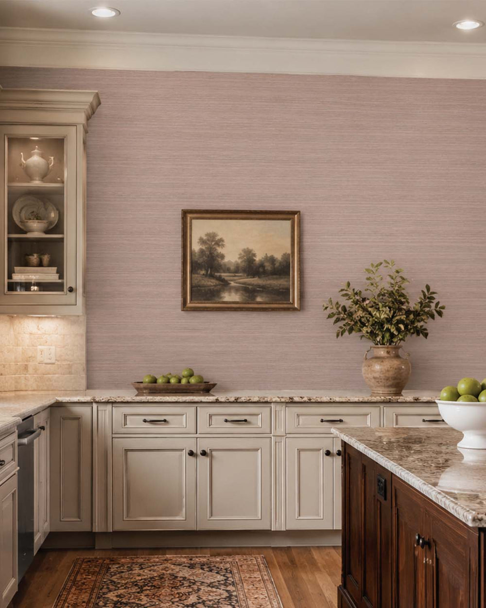 Sepia Rose Faux Silk Weave Commercial Wallpaper C7917